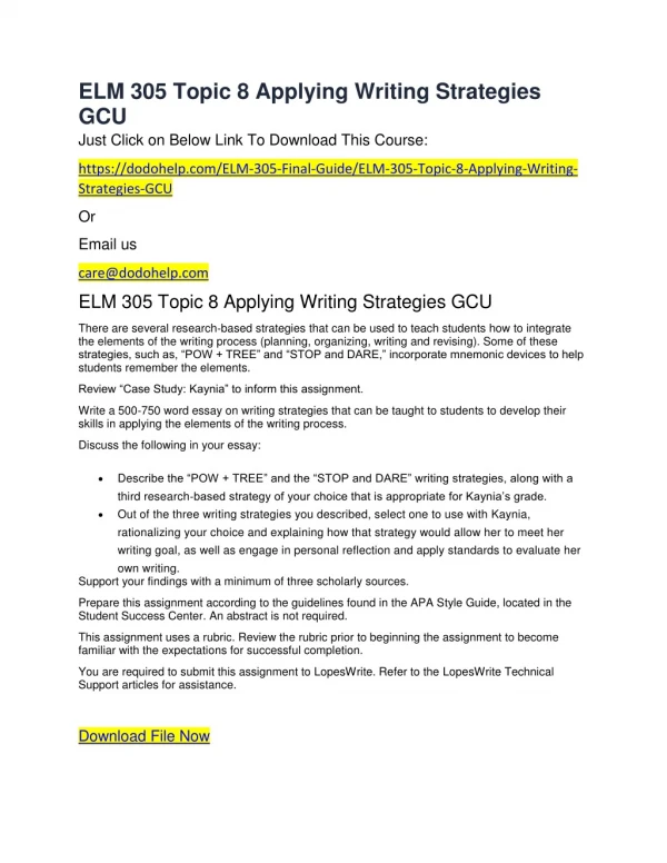 elm 305 topic 8 applying writing strategies