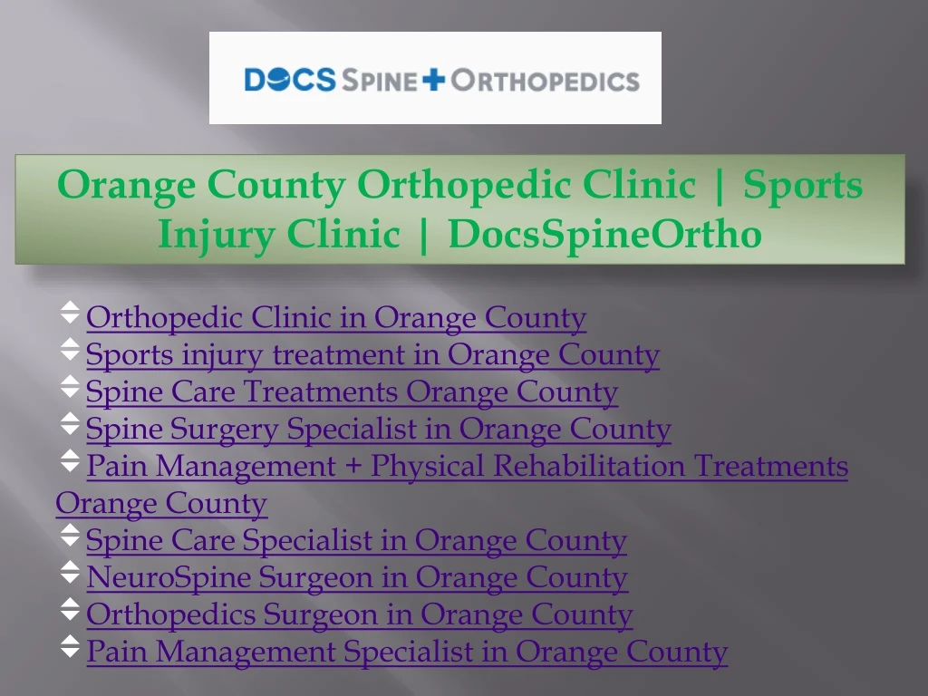orange county orthopedic clinic sports injury