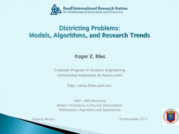 Districting Problems: Models, Algorithms, and Research Trends