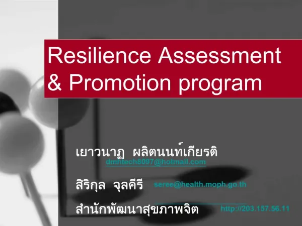 Resilience Assessment Promotion program