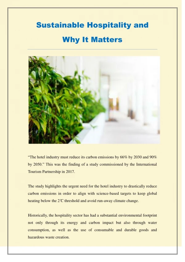 Sustainable Hospitality and Why It Matters - PDF