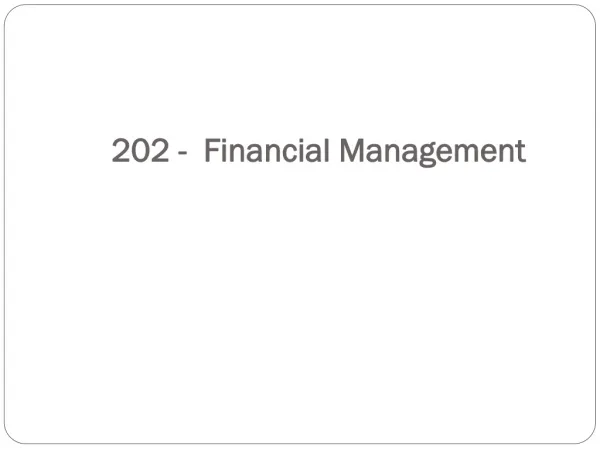 202 - Financial Management