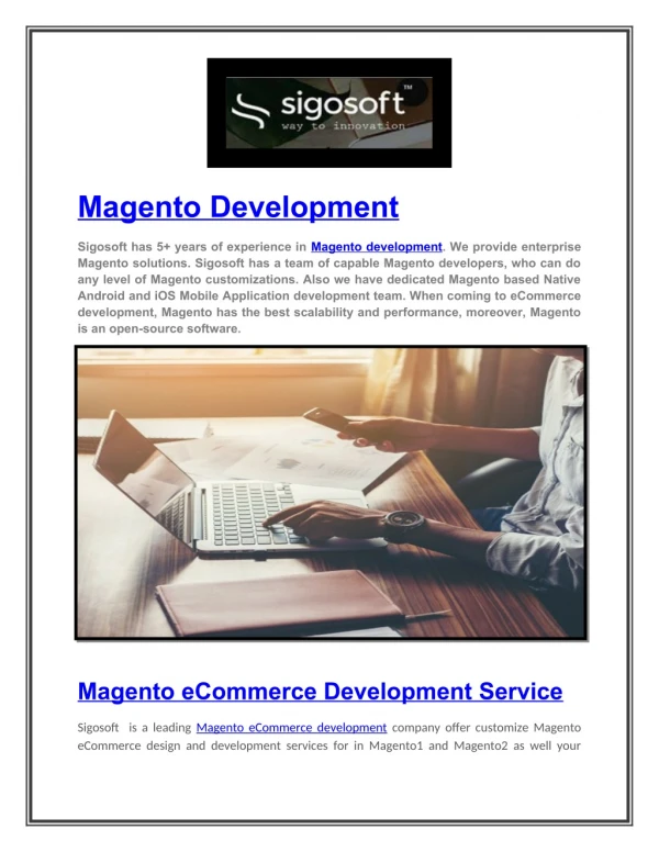 Magento eCommerce Development Service | Sigosoft