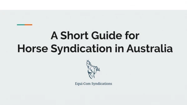 A Short Guide for Horse Syndication in Australia