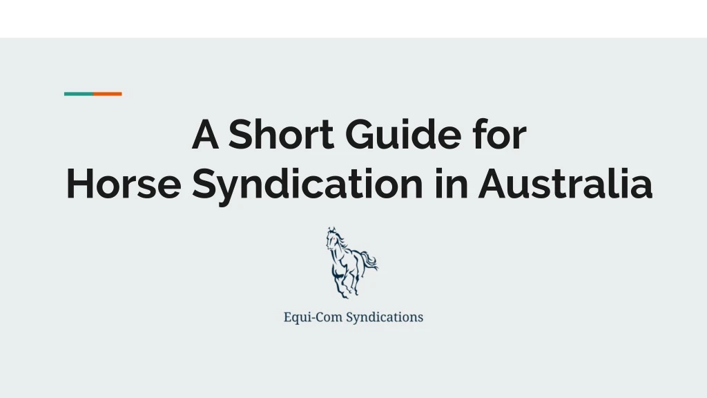 a short guide for horse syndication in australia