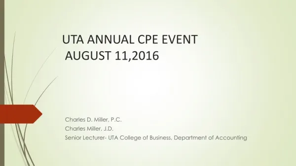 UTA ANNUAL CPE EVENT AUGUST 11,2016