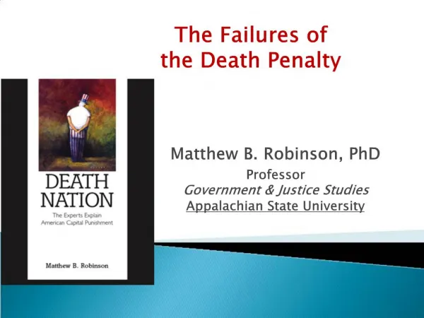 Matthew B. Robinson, PhD Professor Government Justice Studies Appalachian State University