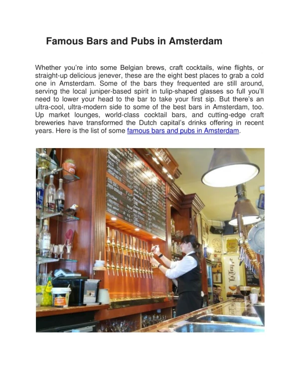 famous bars and pubs in amsterdam whether
