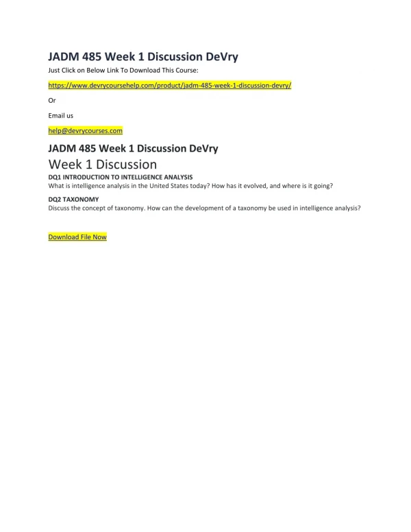 jadm 485 week 1 discussion devry just click