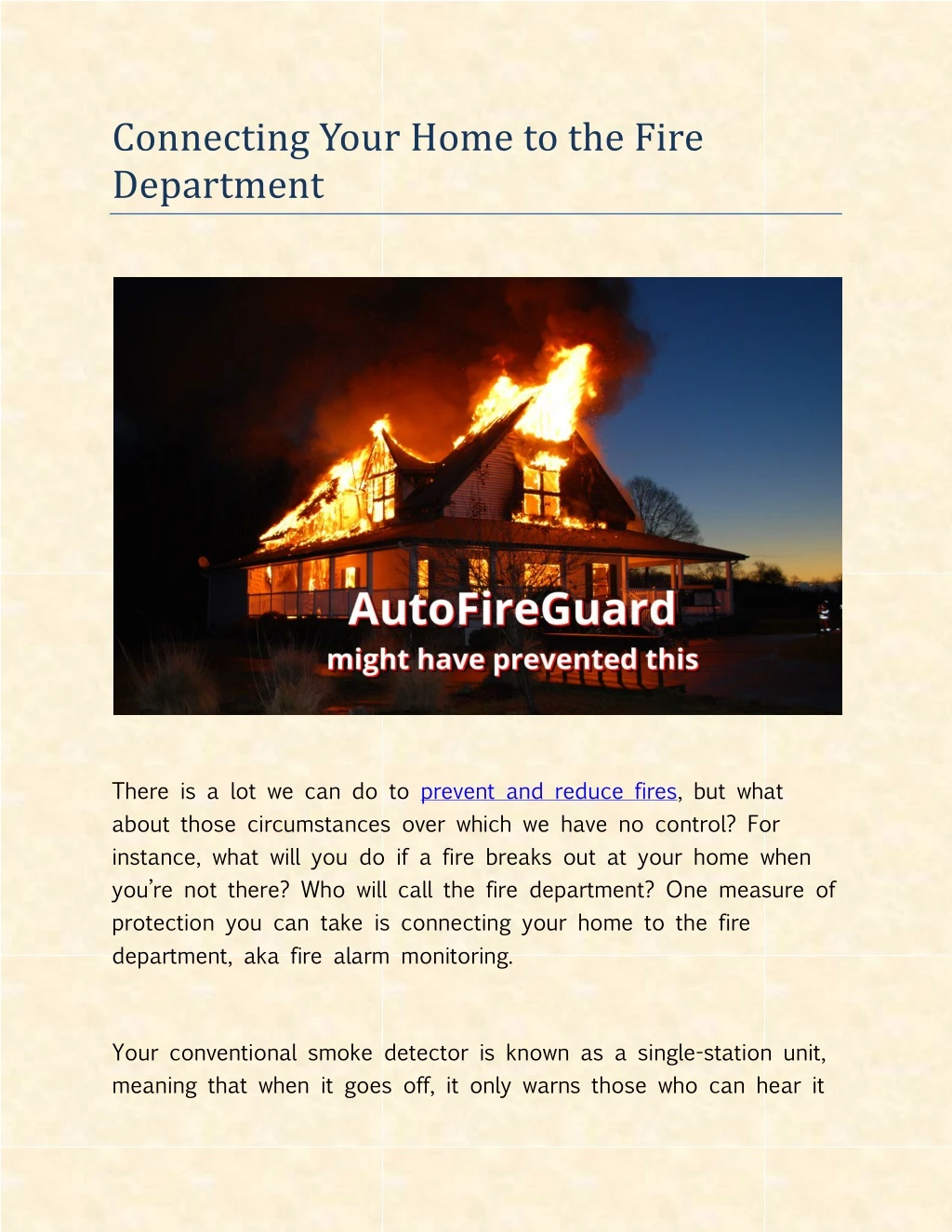 connecting your home to the fire department