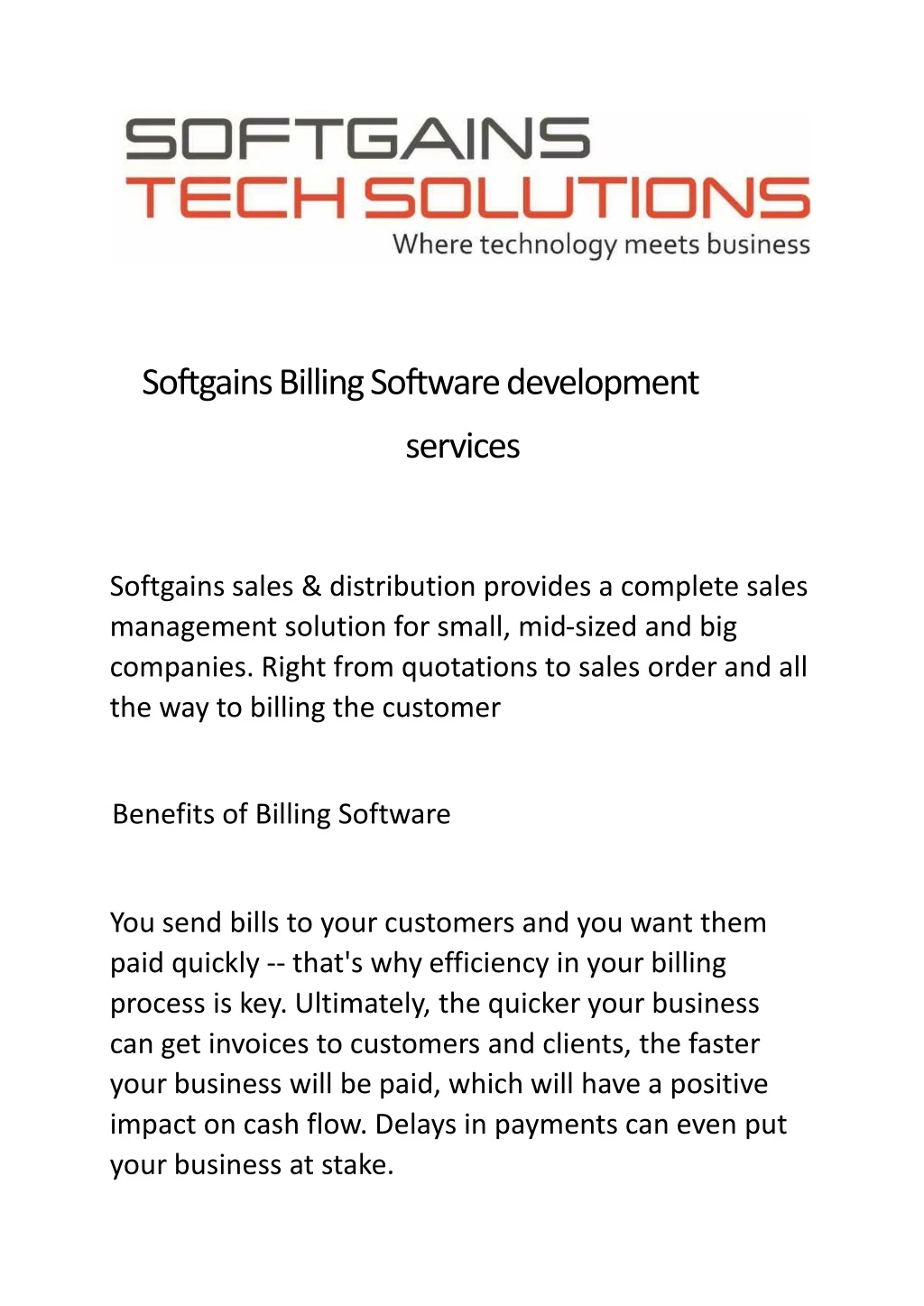 softgains billing software development services