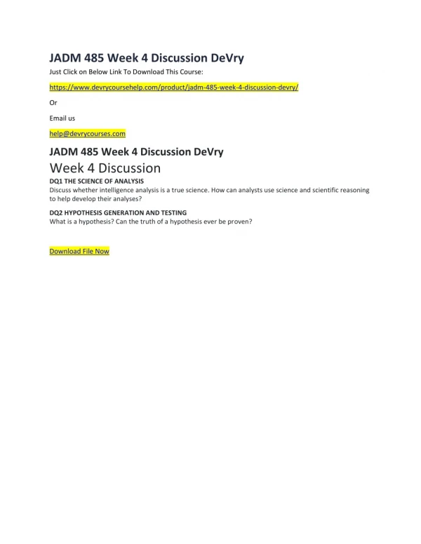 jadm 485 week 4 discussion devry just click