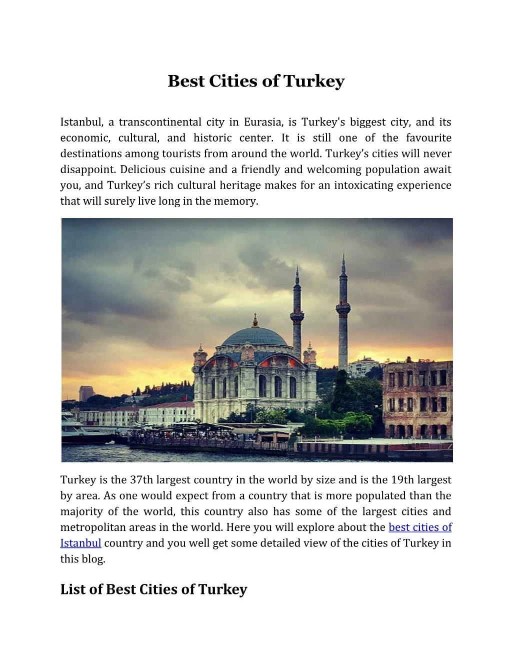 best cities of turkey