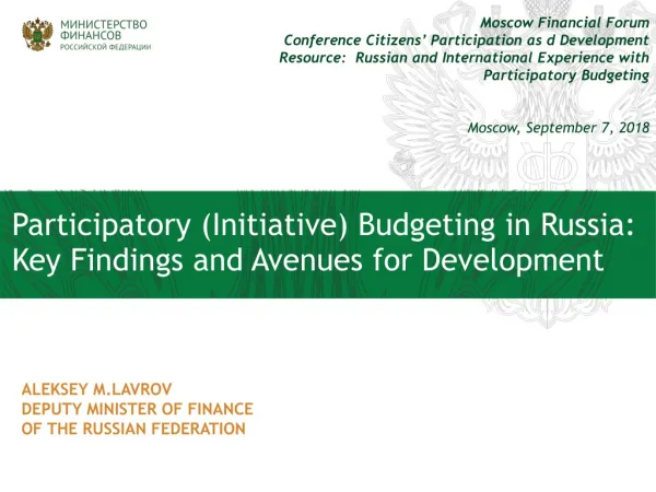 Participatory (Initiative) Budgeting in Russia: Key Findings and Avenues for Development