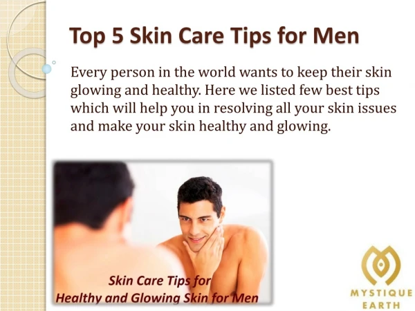 5 Skin Care Tips for Healthy and Glowing Skin for Men