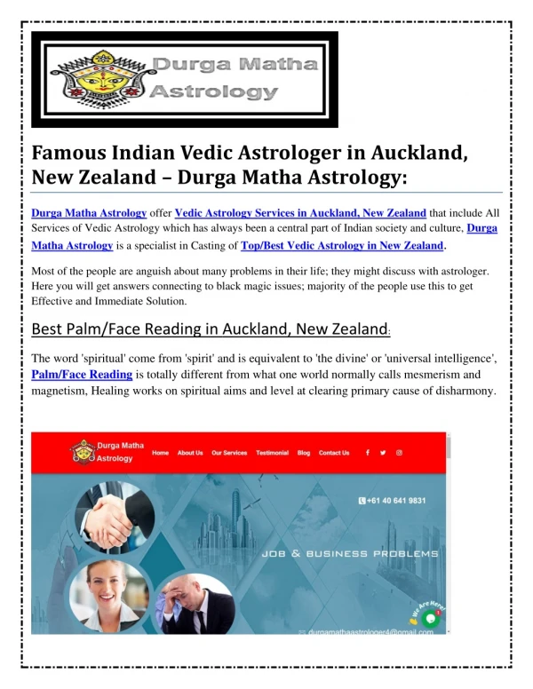 Famous Indian Vedic Astrologer in Auckland, New Zealand – Durga Matha Astrology: