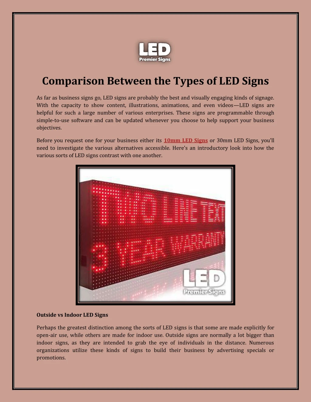 comparison between the types of led signs