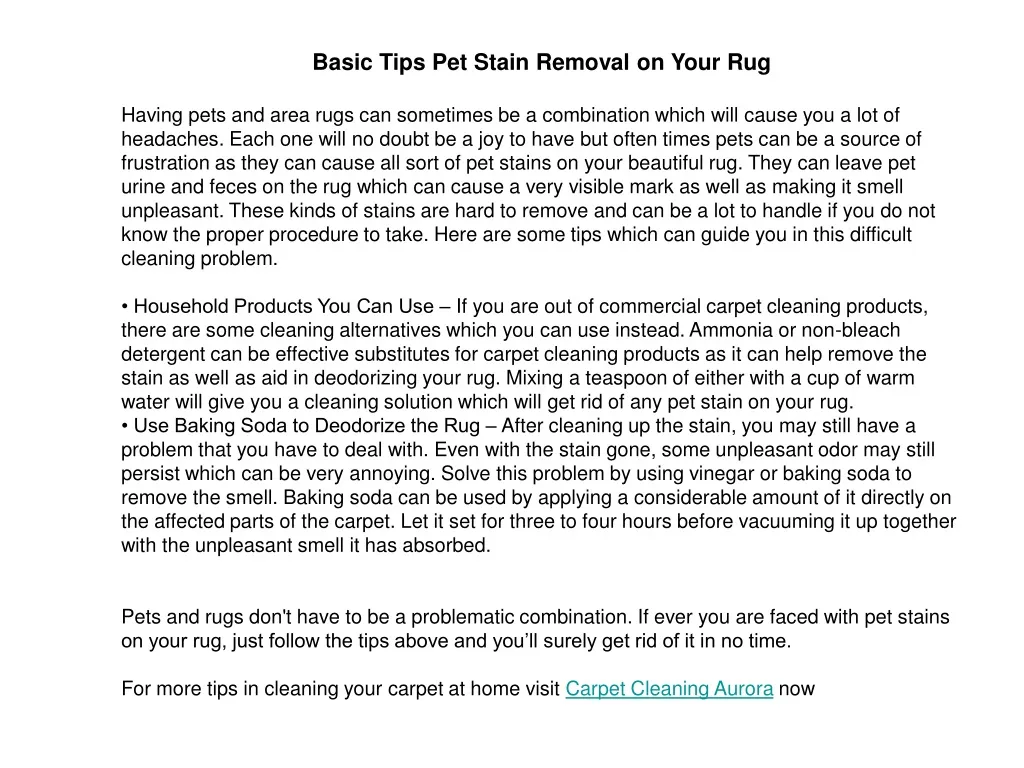 basic tips pet stain removal on your rug having
