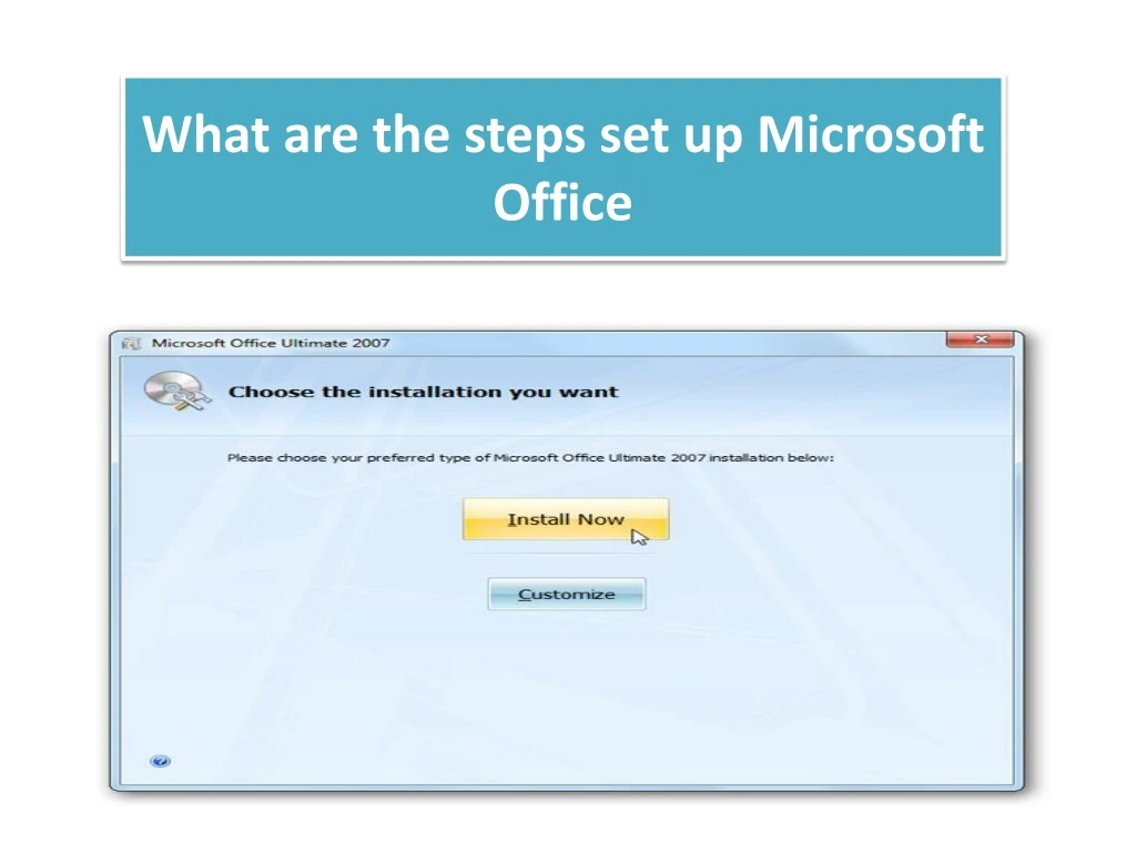 what are the steps set up microsoft office