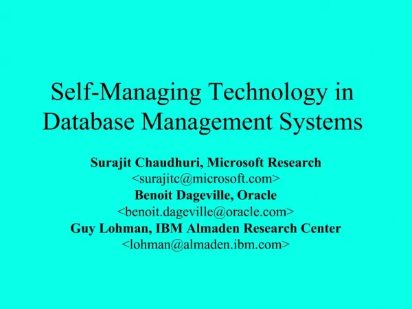 Self-Managing Technology in Database Management Systems