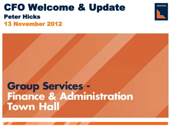 Group Services - Finance & Administration Town Hall Meeting