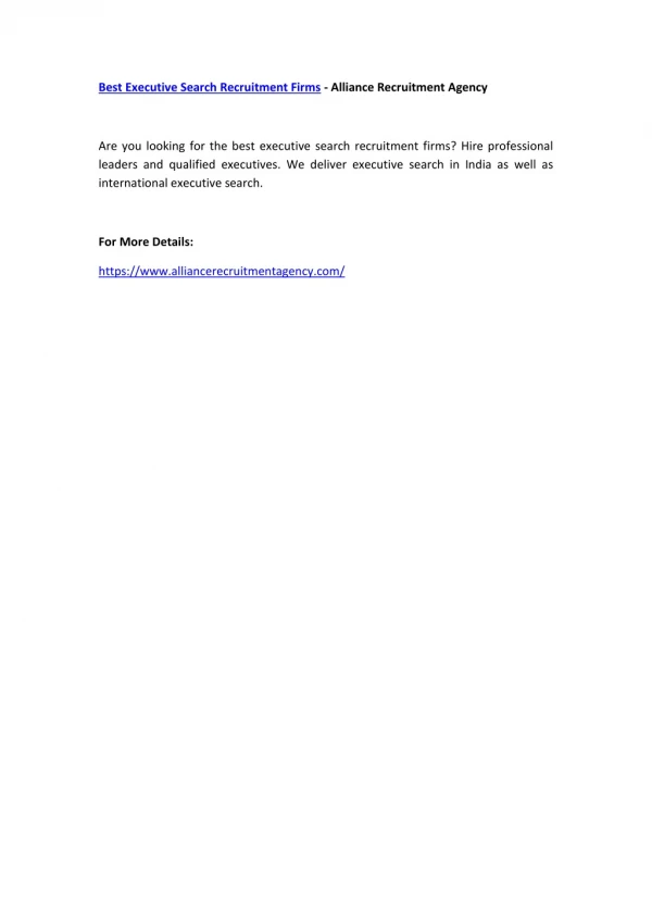 best executive search recruitment firms alliance