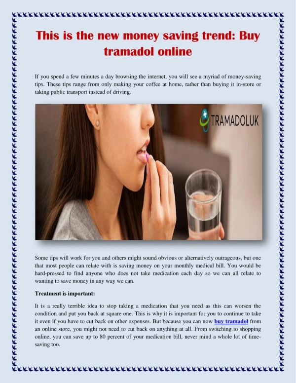 This is the new money saving trend: Buy tramadol online