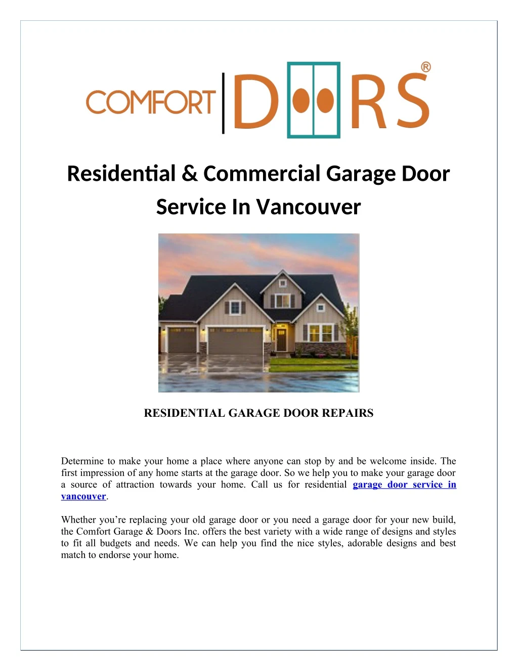 residential commercial garage door service