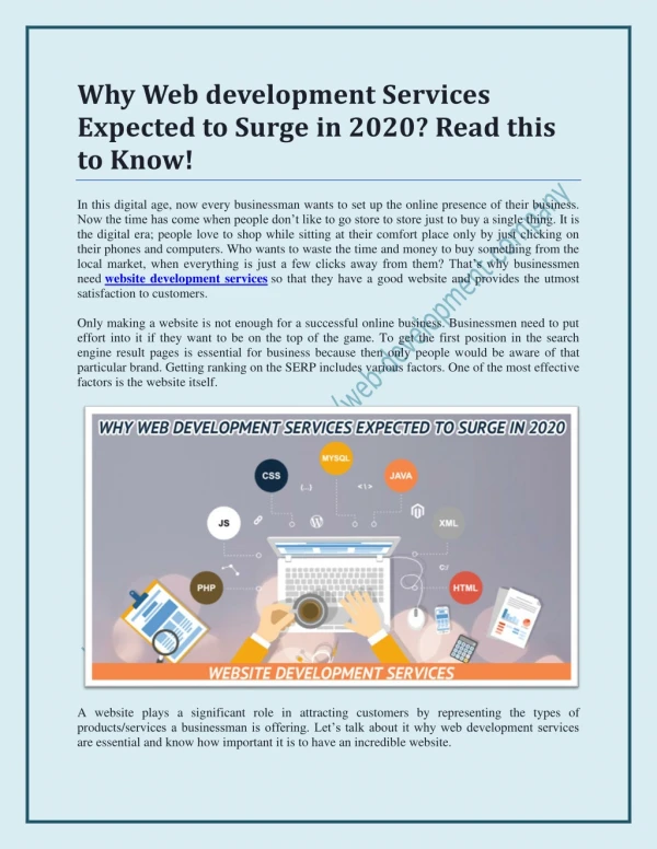 why web development services expected to surge