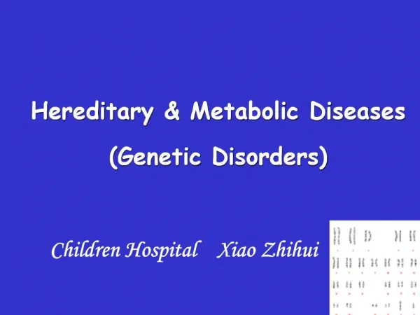 Hereditary Metabolic Diseases Genetic Disorders