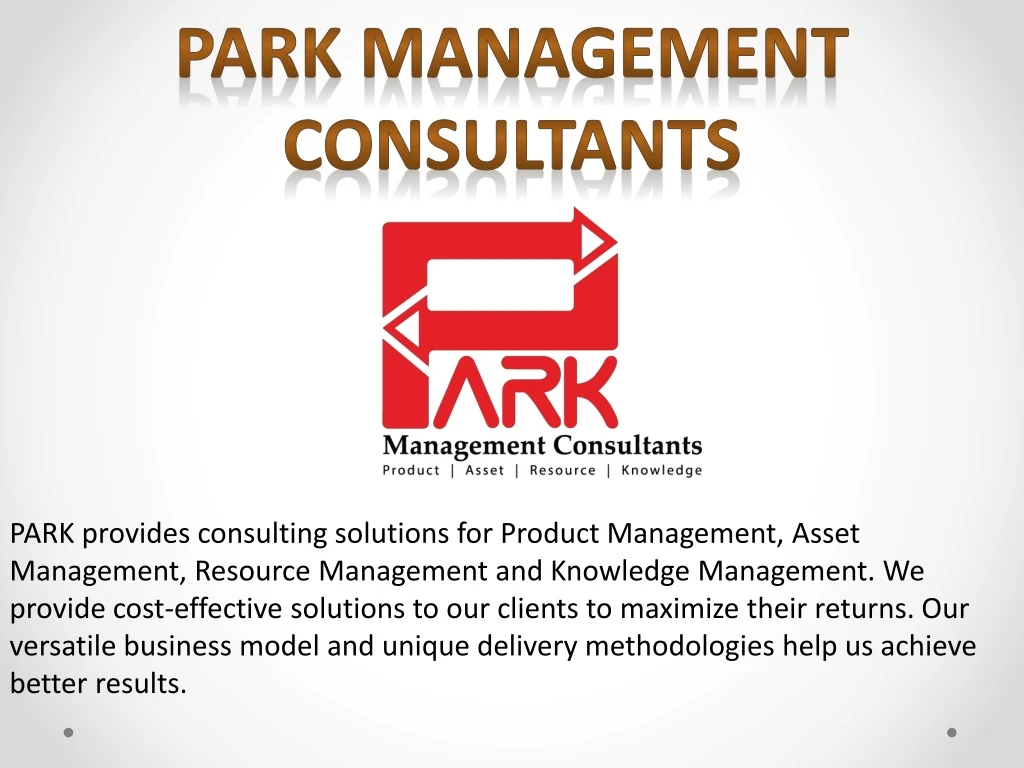 park management consultants