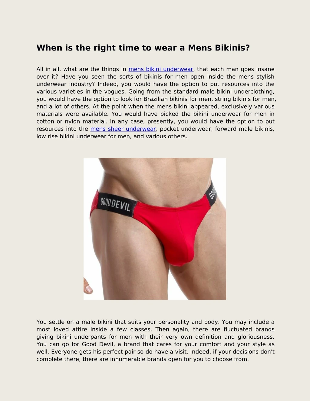 when is the right time to wear a mens bikinis