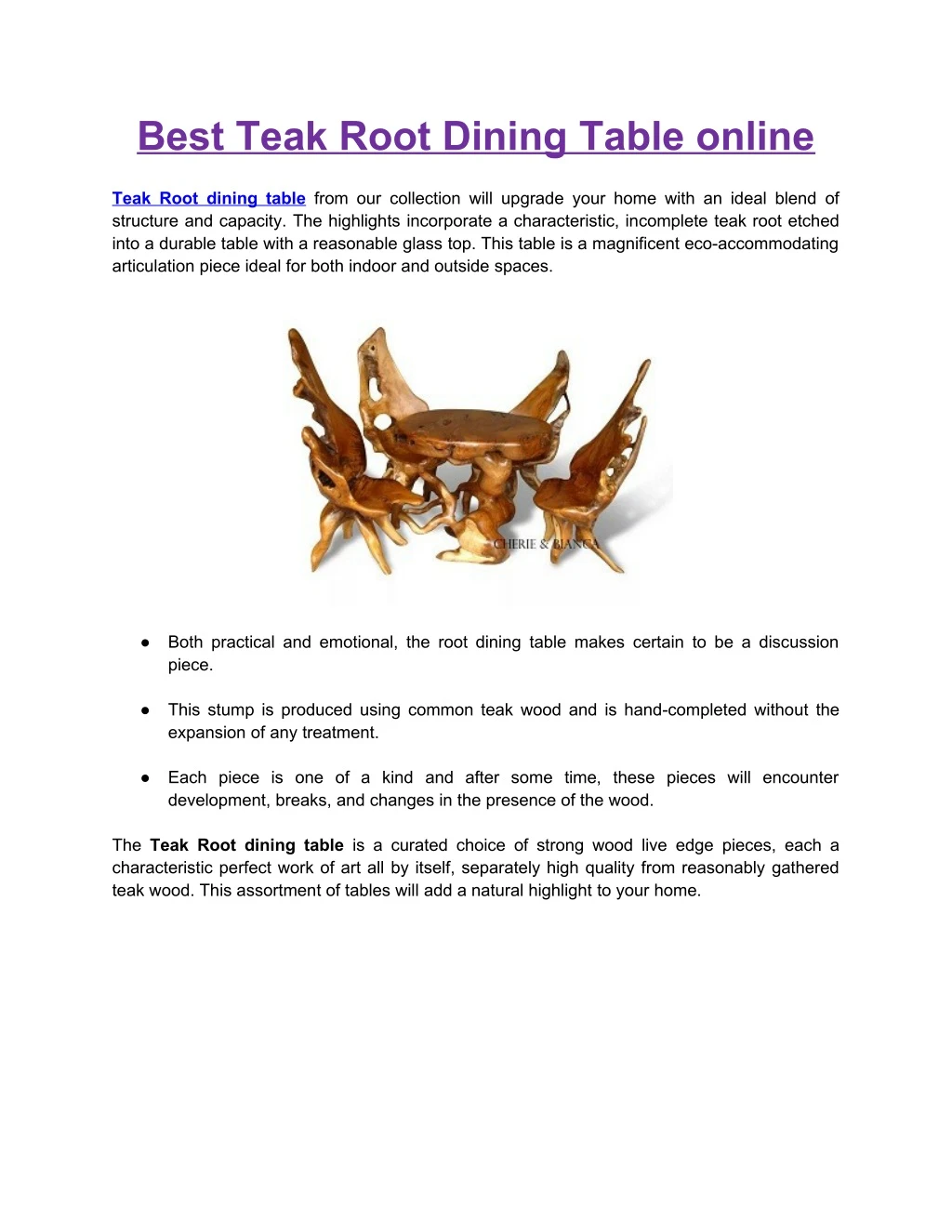 best teak root dining table online