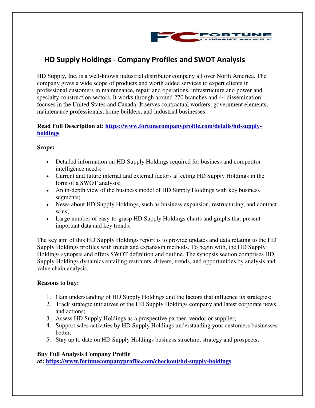 hd supply holdings company profiles and swot