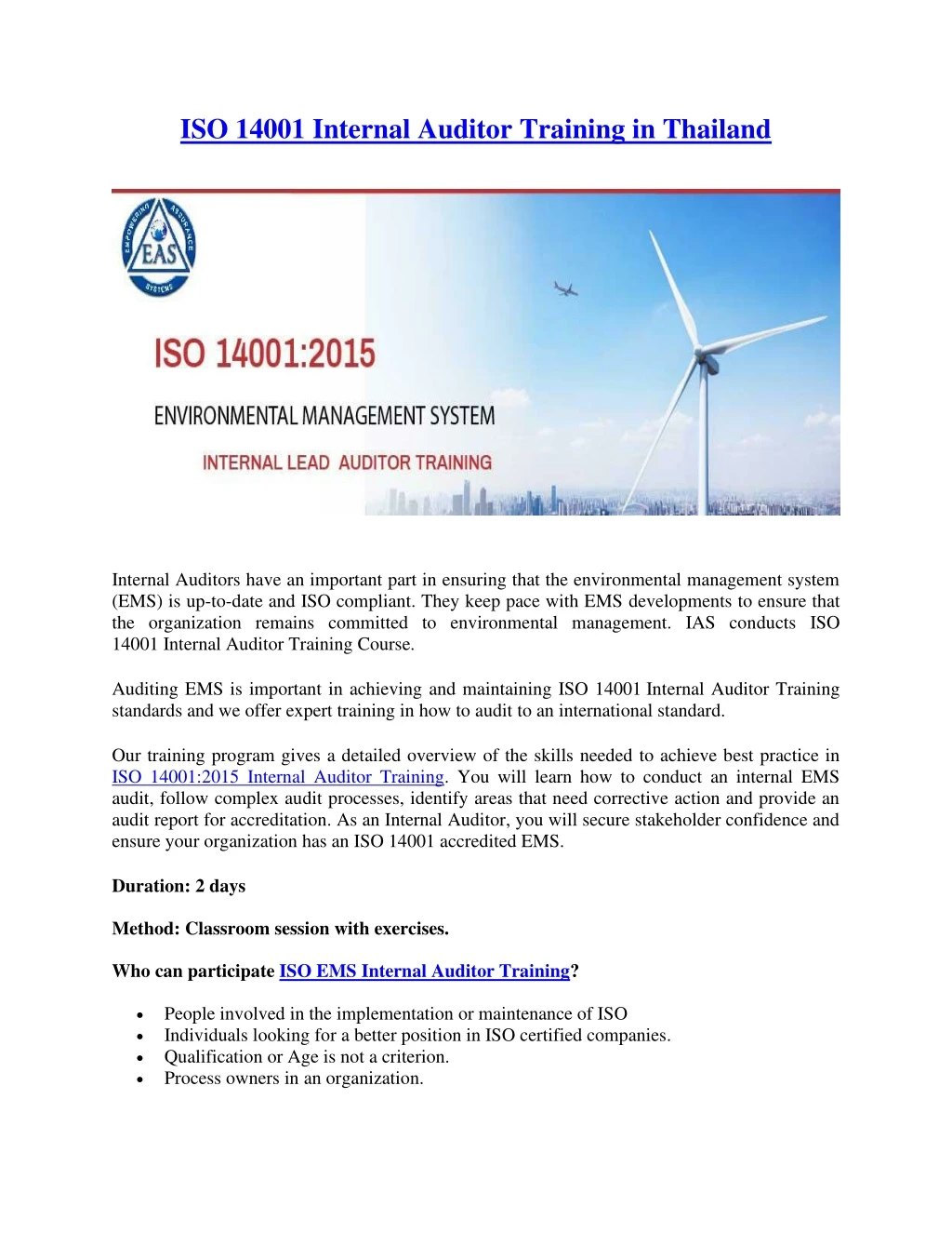 iso 14001 internal auditor training in thailand