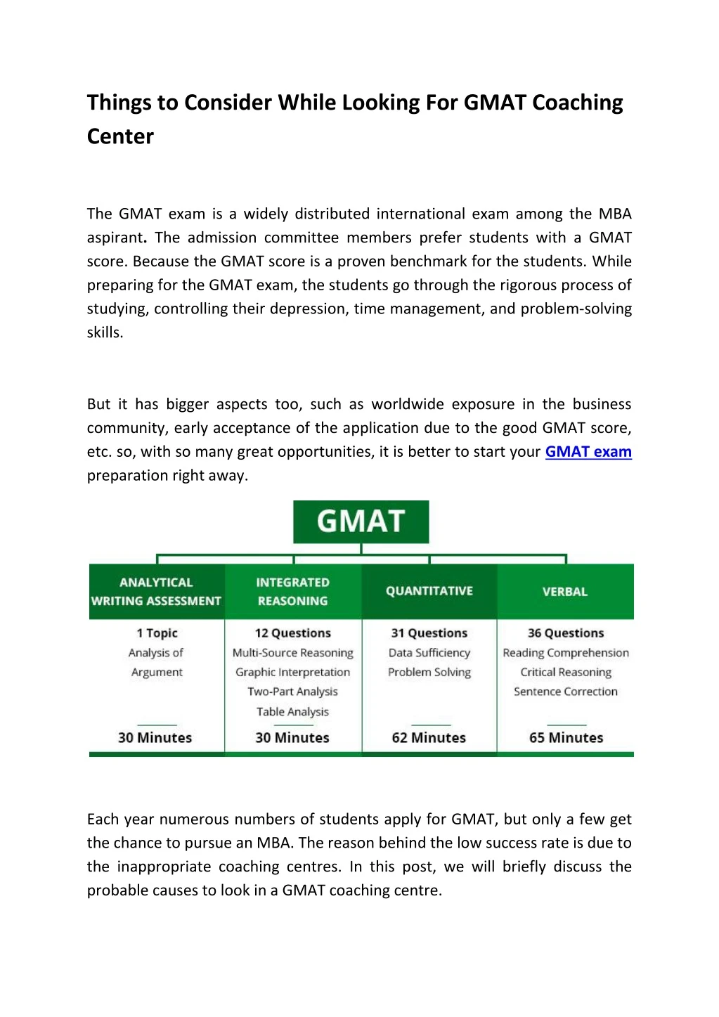 things to consider while looking for gmat