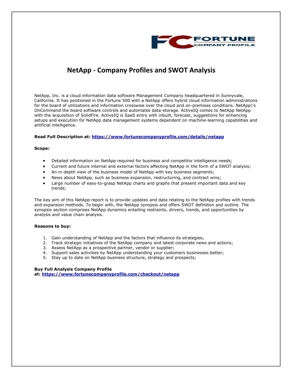 netapp company profiles and swot analysis