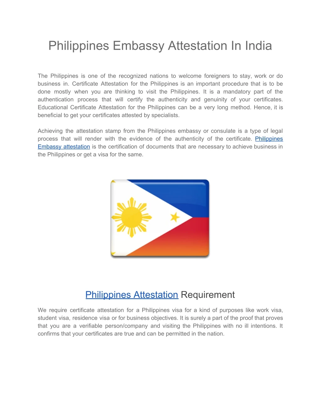philippines embassy attestation in india