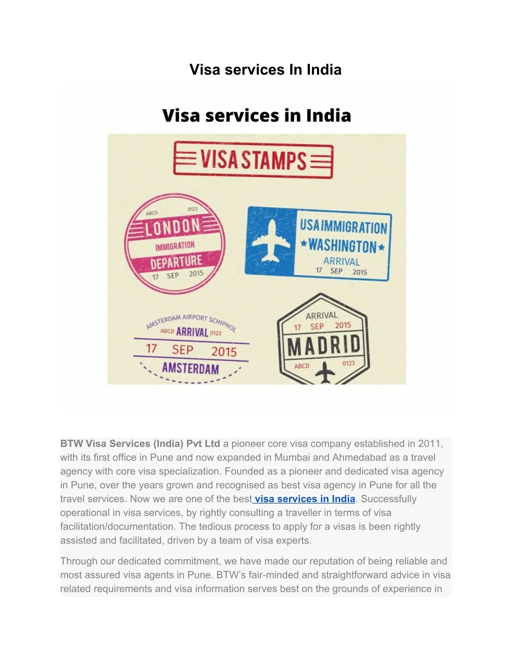 visa services in india