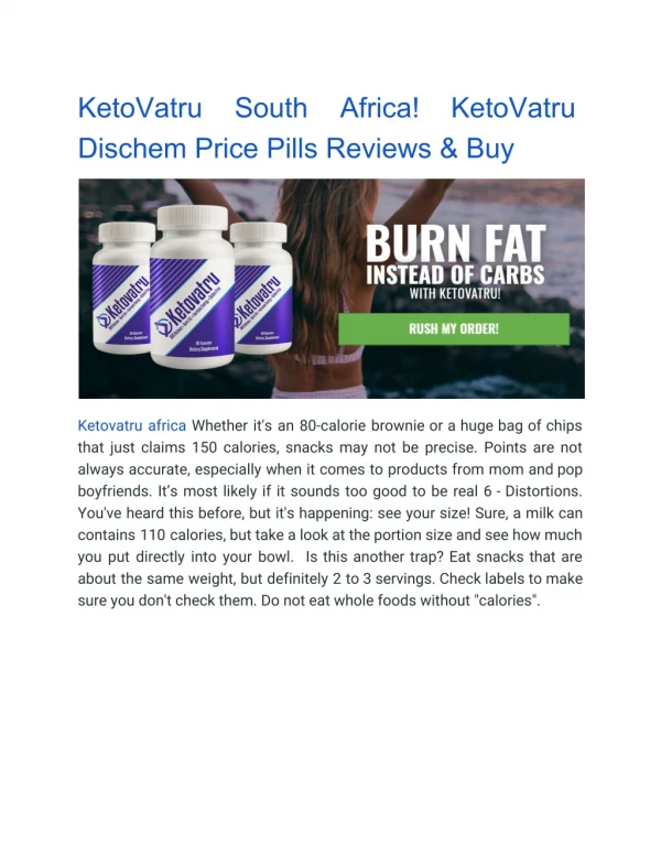 KetoVatru South Africa! KetoVatru Dischem Price Pills Reviews & Buy