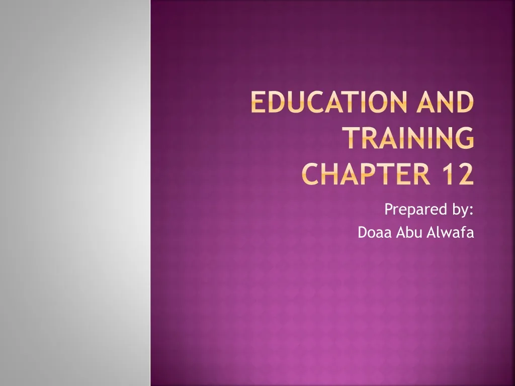 education and training chapter 12