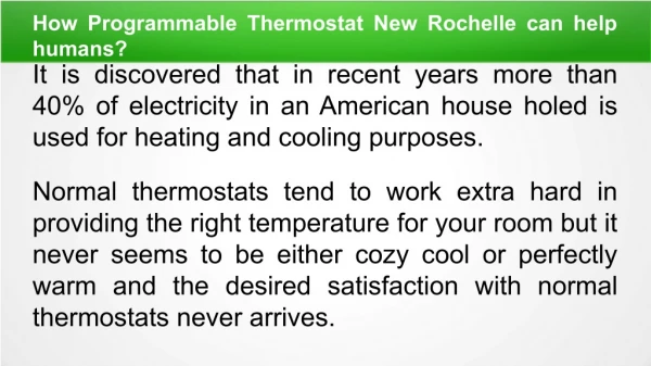 How Programmable Thermostat New Rochelle can help humans?