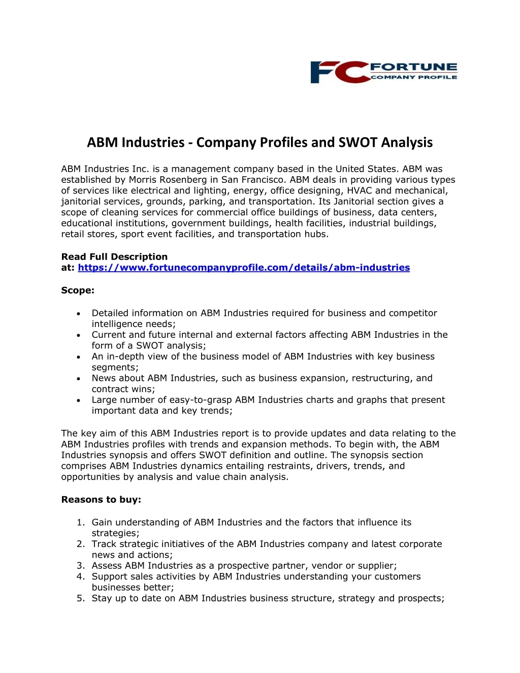 abm industries company profiles and swot analysis