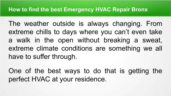 How to find the best Emergency HVAC Repair Bronx