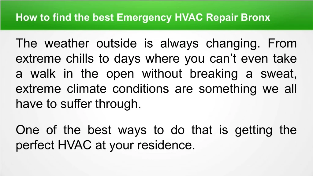 how to find the best emergency hvac repair bronx