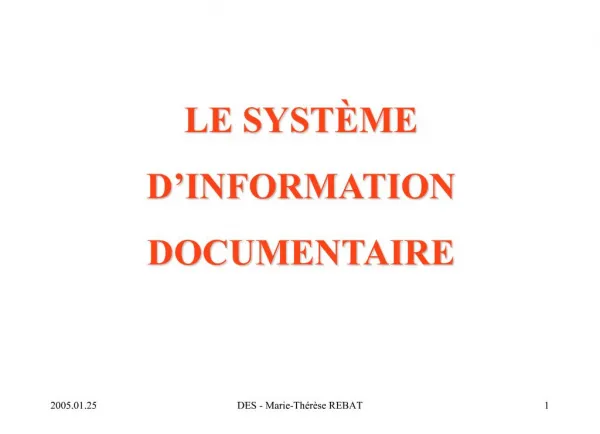LE SYST ME D INFORMATION DOCUMENTAIRE