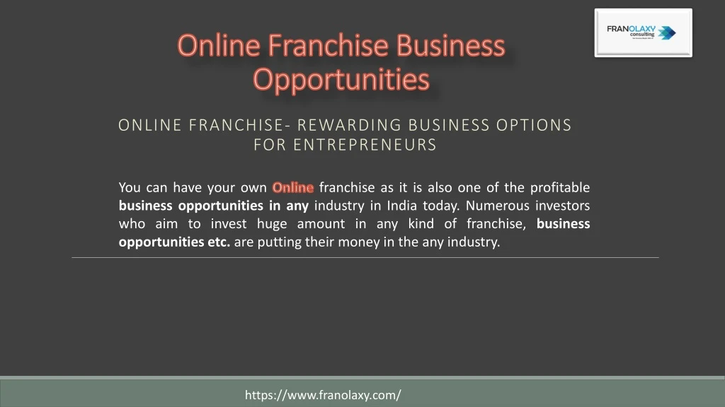 online franchise business opportunities