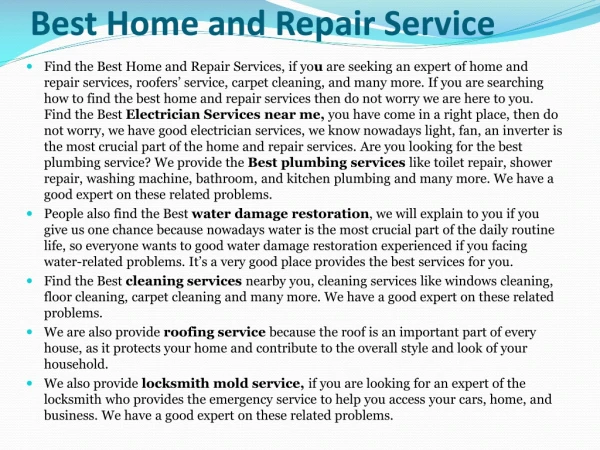 Best Home and Repair Services Nearby
