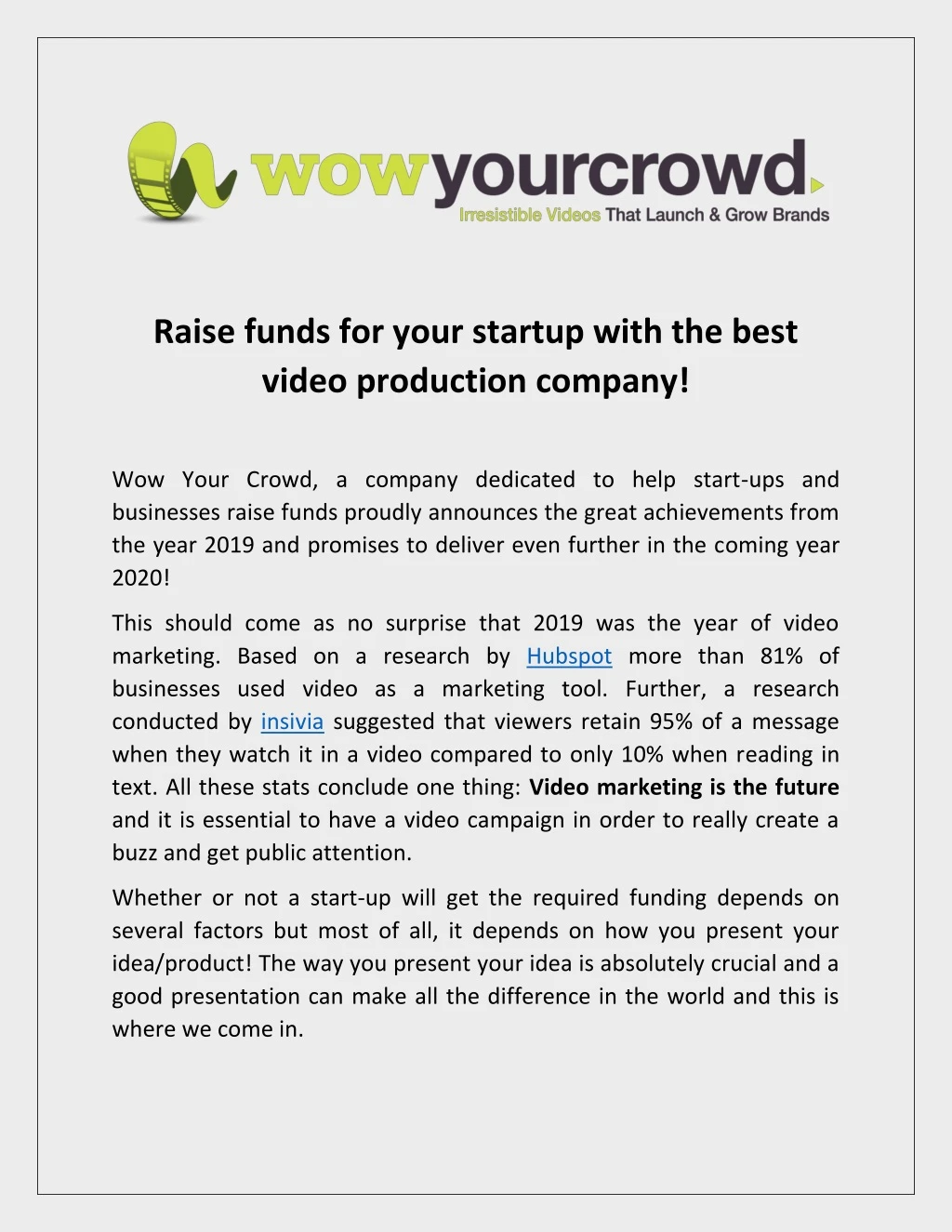 raise funds for your startup with the best video