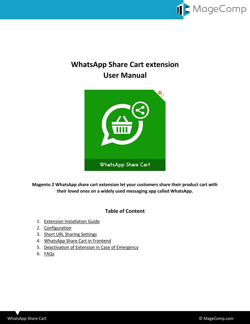 whatsapp share cart extension user manual